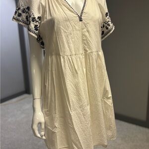 White Dress with Black Embroidery